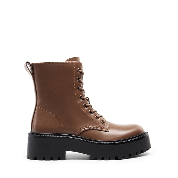 Chunky Non-Slip Combat Ankle Boots - BROWN-PU - 3
